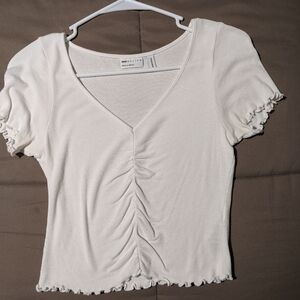 ASOS DESIGN V Front Ruched Detail Top-White